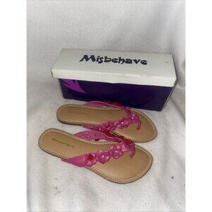 Misbehave Cesare Flower Sandals Rhinestone Flower Wedding Party Size 9 Vtg